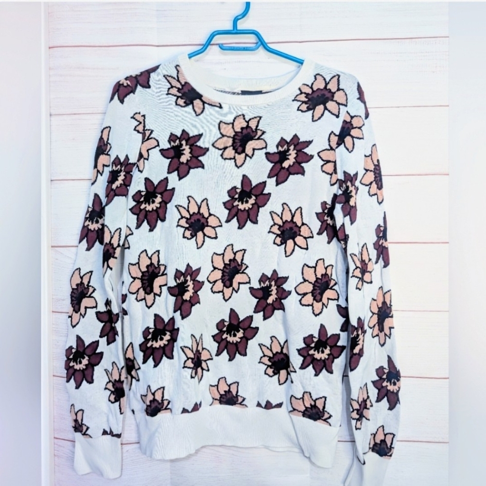 Nwot  Simons Icone 🌺 Flower Print  Crewneck Sweater Size L